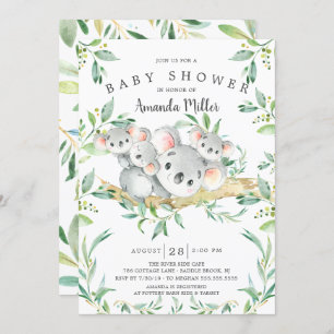 Invitation Adorable Koala BearTriplets Baby shower