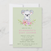 Invitation Adorable Koala ours Baby shower fille (Devant)
