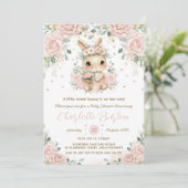 Invitation Adorable Lapin Lapin Blush Baby shower Floral (Debout devant)