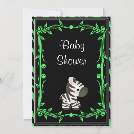 Invitation Adorable Lime Green Zebra Baby shower (Devant)