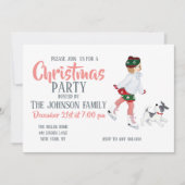 Invitation Adorable little girl skating on ice and dog (Devant)