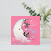Invitation Adorable Lune rose Baby Girl Douche (Debout devant)