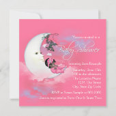Invitation Adorable Lune rose Baby Girl Douche (Dos)