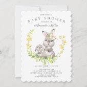 Invitation Adorable Maman & Baby Bunny Baby shower neutre (Devant)