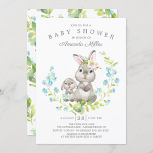 Invitation Adorable Maman & Baby Bunny Boys Baby shower