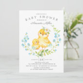 Invitation Adorable Maman & Baby Chick Boys Baby shower (Debout devant)