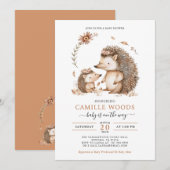 Invitation Adorable Maman Et Bébé Baby shower Hérisson (Devant / Derrière)