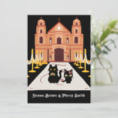 Invitation Adorable Mariage de l'église de deux chats noirs (Debout devant)