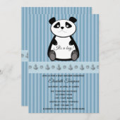 Invitation Adorable mignon bébé panda garçon baby shower (Devant / Derrière)