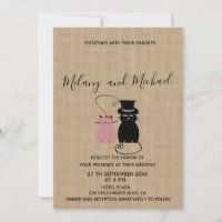 Adorable mignon chats caricaturés en burlap amoure