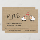 Invitation Adorable mignon moutons de dessin animé en amour R (Devant / Derrière)