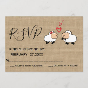 Invitation Adorable mignon moutons de dessin animé en amour R