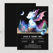 Invitation Adorable Modèle Dragon Anniversaire (Devant / Derrière)