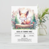 Invitation Adorable moderne Fox Anniversaire numérique (Debout devant)