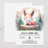 Invitation Adorable moderne Fox Anniversaire numérique (Devant / Derrière)