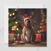 Invitation adorable Noël Père Noël Kangaroo, (Dos)