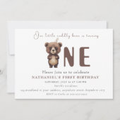 Invitation Adorable Ours des bois premier anniversaire (Devant)