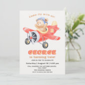 Invitation Adorable Ours Pilote d'avion garçon d'anniversaire (Debout devant)