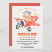 Invitation Adorable Ours Pilote d'avion garçon d'anniversaire (Devant / Derrière)