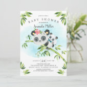 Invitation Adorable Panda Bear Boys Baby shower (Debout devant)