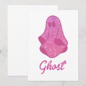 Invitation Adorable Parties scintillant rose Fantôme, art d'H (Devant / Derrière)