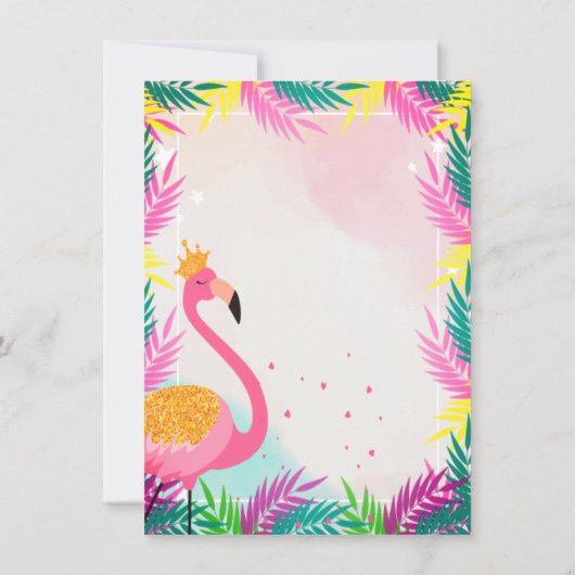 Invitation Adorable Parties scintillant rose Flamant rose Pal (Dos)