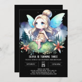 Invitation Adorable Pastel Fairy Anniversaire (Devant / Derrière)
