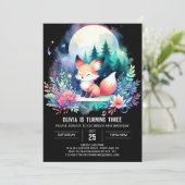Invitation Adorable Pastel Fox Anniversaire numérique (Debout devant)