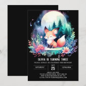 Invitation Adorable Pastel Fox Anniversaire numérique (Devant / Derrière)