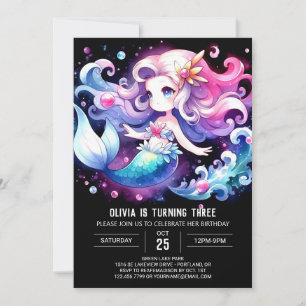 Invitation Adorable Pastel Mermaid Anniversaire