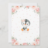 Invitation Adorable Penguin Blush Floral Girl 1er anniversair (Dos)
