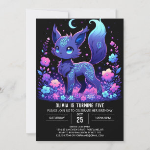 Invitation Adorable personnalisé Fox Digital Anniversaire