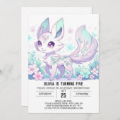 Invitation Adorable personnalisé Fox Digital Anniversaire (Devant / Derrière)