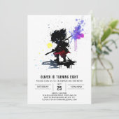 Invitation Adorable Personnalisé Ninja Boy Anniversaire numér (Debout devant)