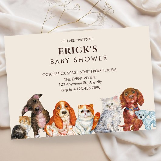 Invitation Adorable pet, dog and cat baby shower