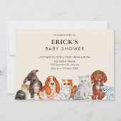 Invitation Adorable pet, dog and cat baby shower (Devant)
