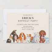 Invitation Adorable pet, dog and cat birthday  (Devant)