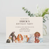Invitation Adorable pet, dog and cat birthday  (Debout devant)