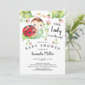 Invitation Adorable Petit Baby shower Lady Ladybug (Debout devant)