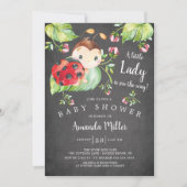 Invitation Adorable Petit Baby shower Lady Ladybug (Devant)