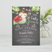 Invitation Adorable Petit Baby shower Lady Ladybug (Debout devant)