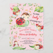 Invitation Adorable Petite Dame Ladybug 1er anniversaire (Devant / Derrière)