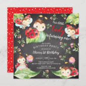Invitation Adorable Petite Dame Ladybug 1er Anniversaire Invi (Devant / Derrière)