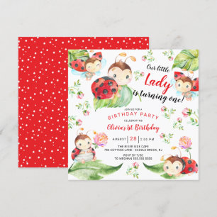 Invitation Adorable Petite Dame Ladybug 1er Anniversaire Invi
