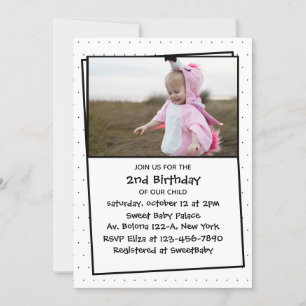 Invitation Adorable photo enfant 2e anniversaire simple
