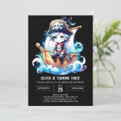 Invitation Adorable pirate numérique Anniversaire (Debout devant)