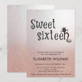 Invitation Adorable plaisir chat rose or glittery ombre invit (Devant / Derrière)