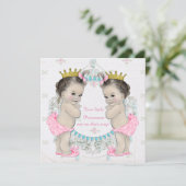 Invitation Adorable Princesse Baby shower jumeau (Debout devant)