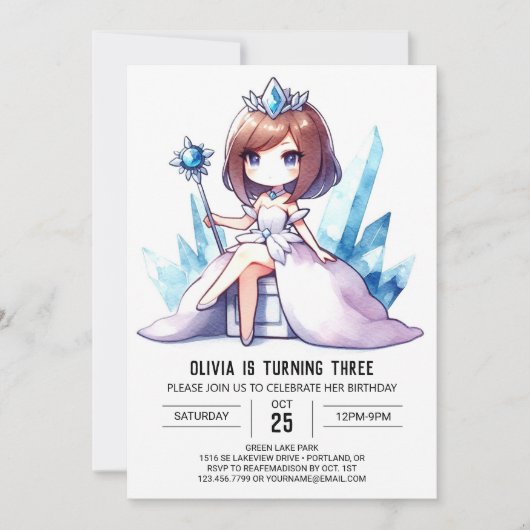 Invitation Adorable princesse de Couronne Anniversaire (Devant)