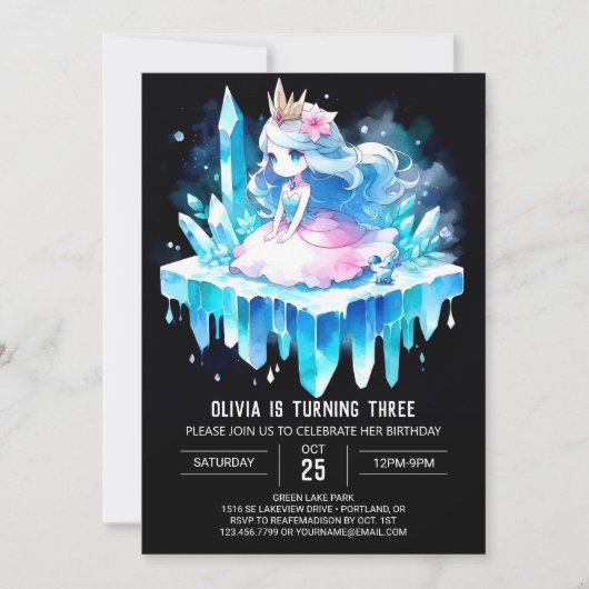 Invitation Adorable Reine princesse Anniversaire (Devant)